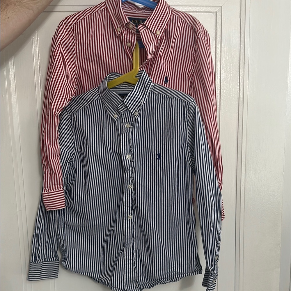Boys polo Ralph Lauren Striped Button-Down Shirt - Red and Blue set of 2